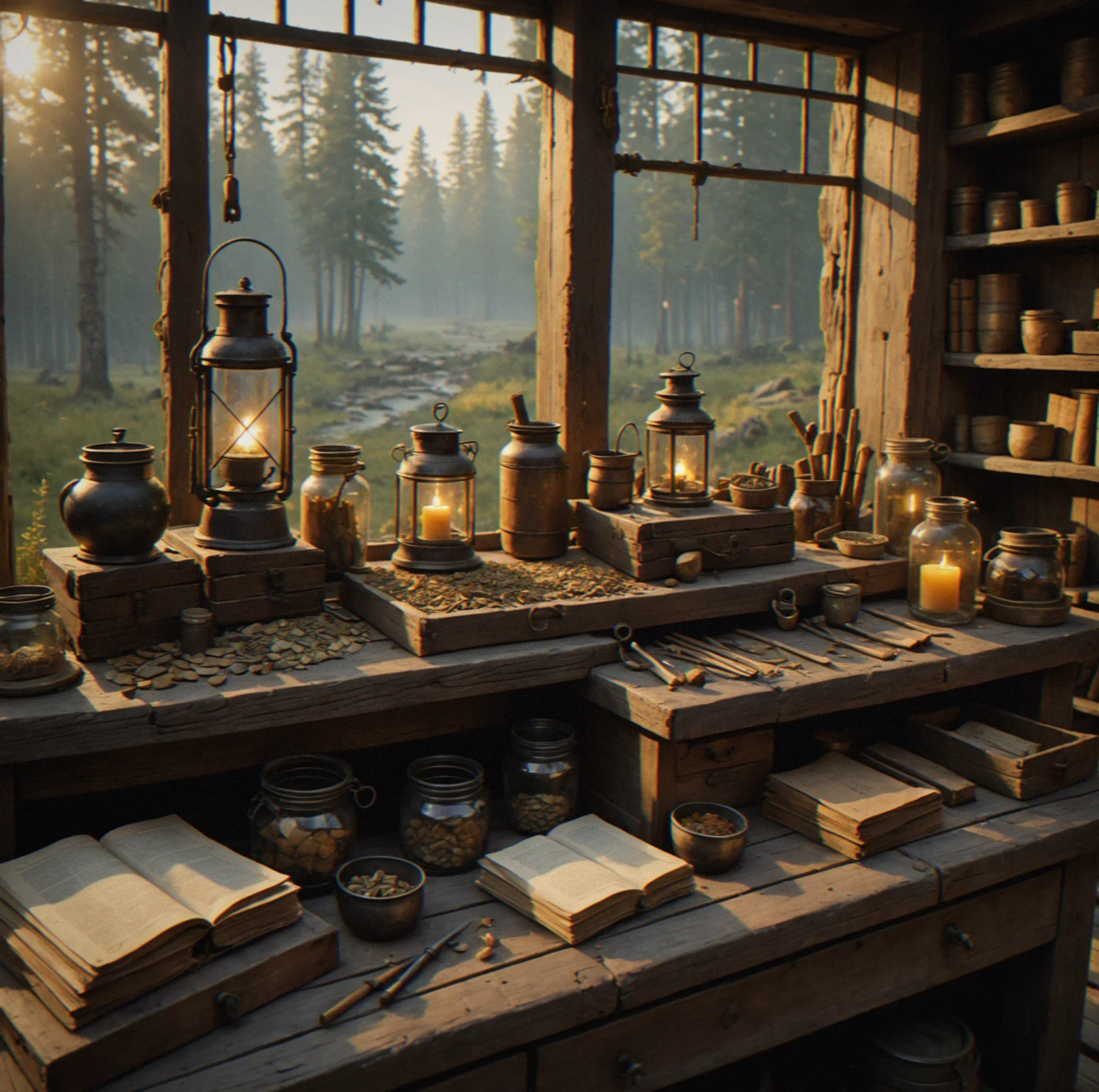 Merchant's ledger showing how foraged goods flow through NPCs and eventually turn into completed trades