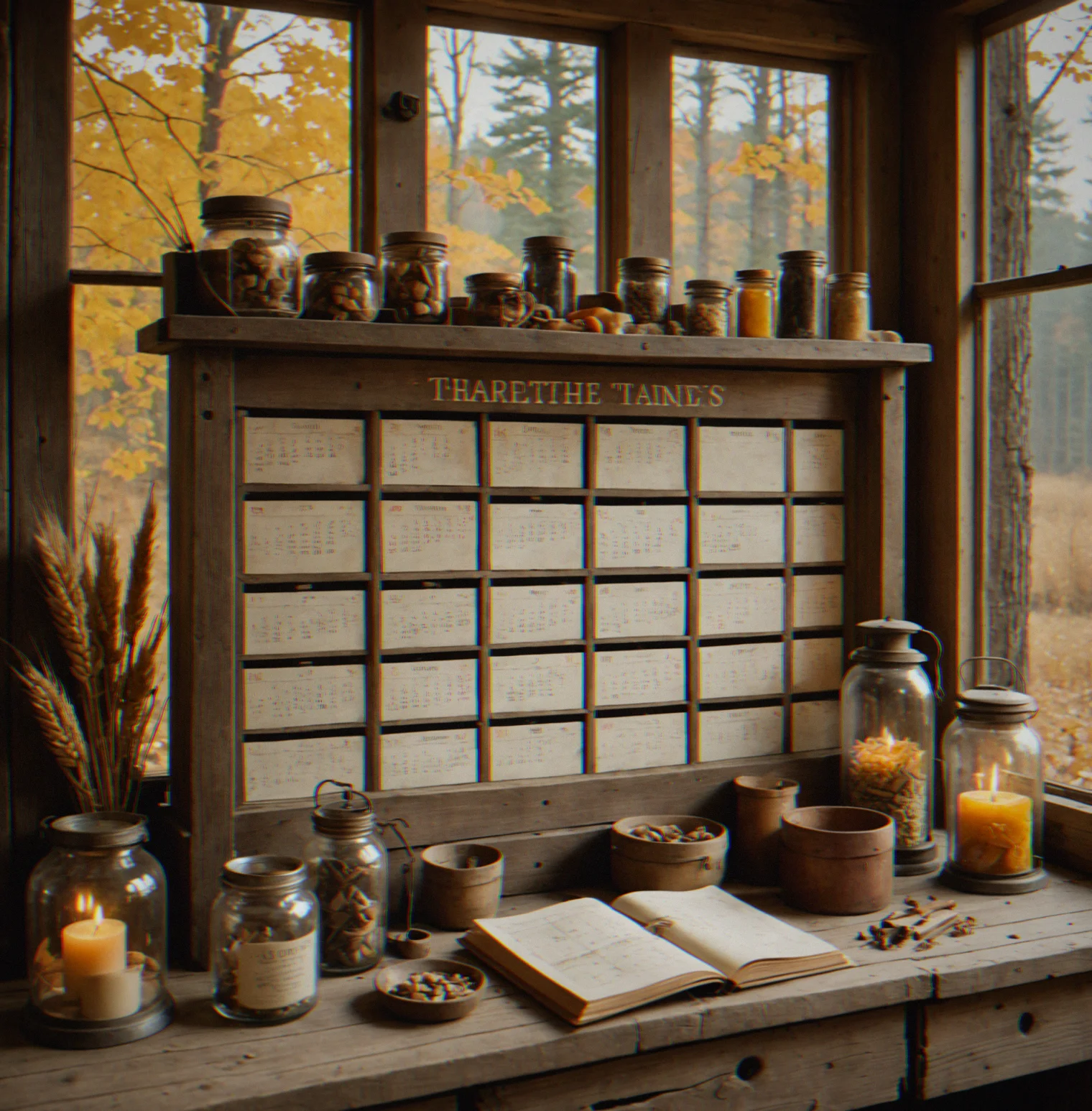 A calendar wheel divided into four seasons, each marked with harvest icons and price curves for foraged goods